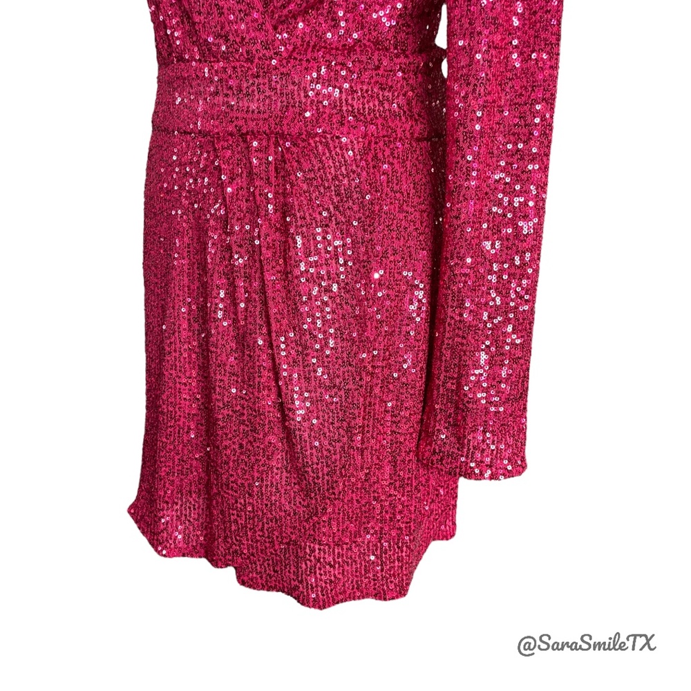 RAMY BROOK - Reba - Sequin Plunge V-Neck Long Sleeve Party Cocktail Dress - Picture 13 of 16